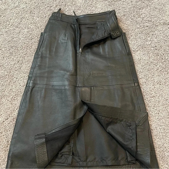 Vintage Enrique Hidalgo Pedrola Leather Maxi Skirt Black   Small - Picture 9 of 15